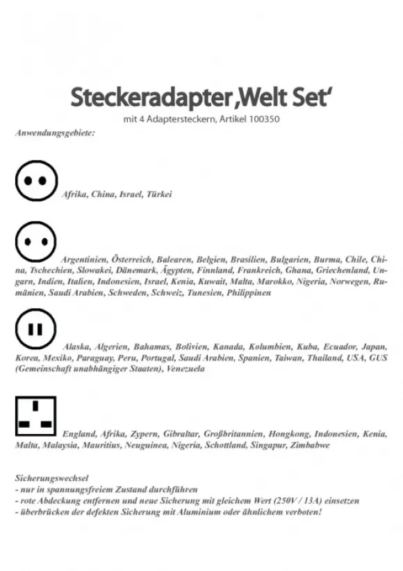 Basic Nature Steckeradapter Welt Set
