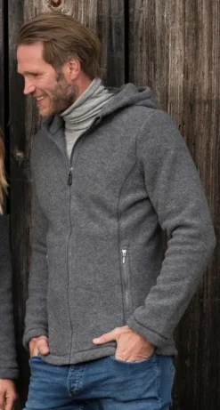 Engel Jacke mit Kapuze Merino Wollfleece