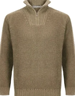 IrelandsEye Reefer Ribbed Zip Neck Sweater Men