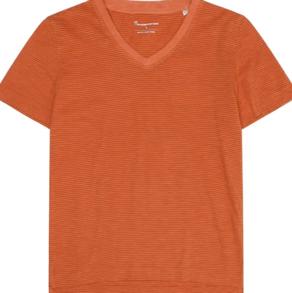 KnowledgeCotton Apparel Striped V-Neck T-Shirt Women