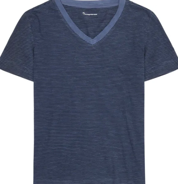KnowledgeCotton Apparel Striped V-Neck T-Shirt Women